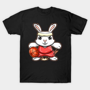 Kawaii Rabbit Or Bunny Playing Basketball On Easter T-Shirt